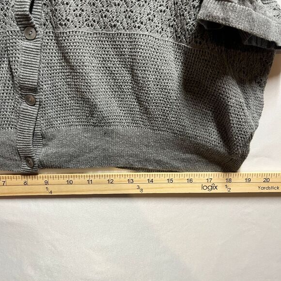 Torrid Gray Cotton Crochet Knit Button-Front Cropped Cardigan Women's 2X Boho - Picture 9 of 10